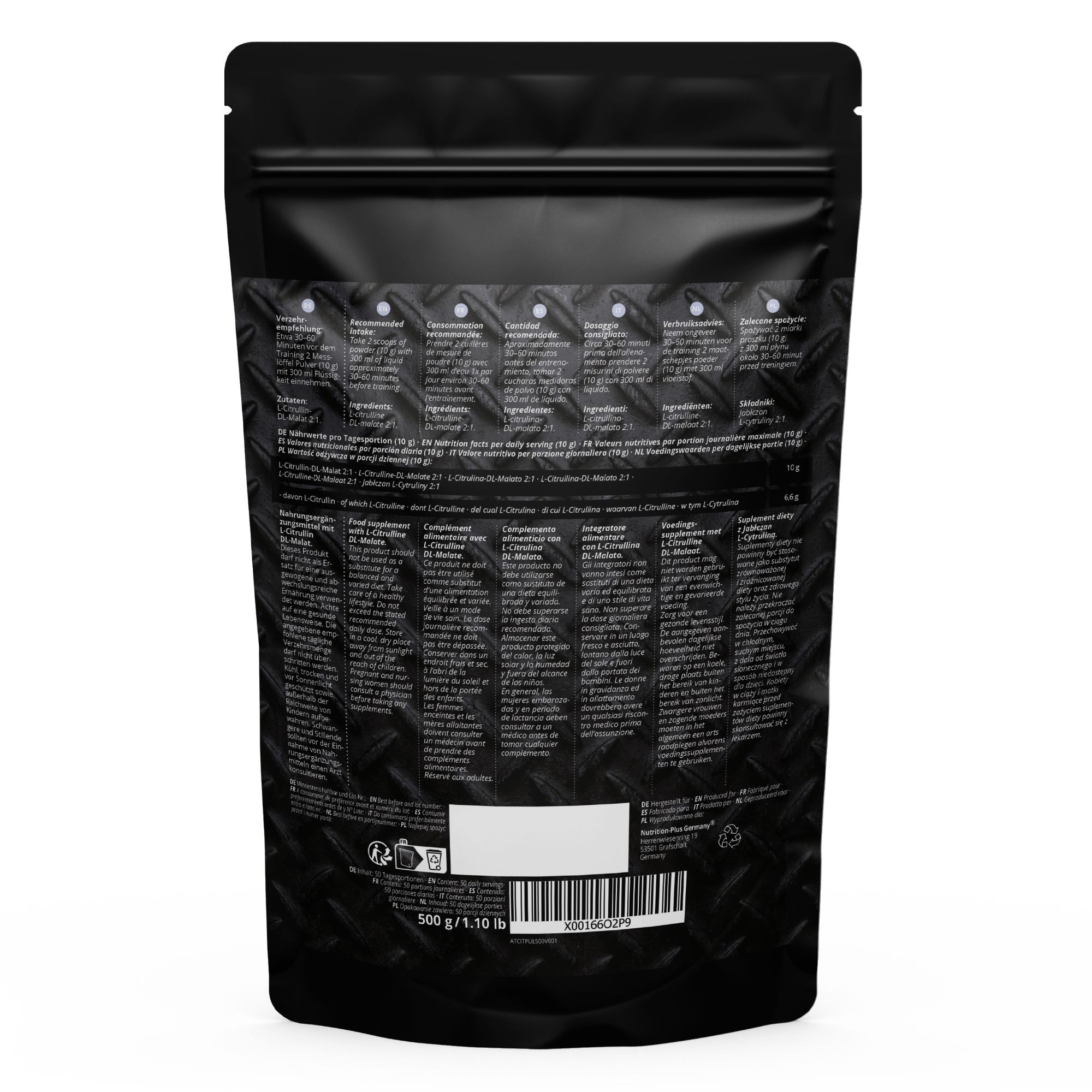 Alphatier L-Citrullina Malato Polvere 500g ad alto dosaggio