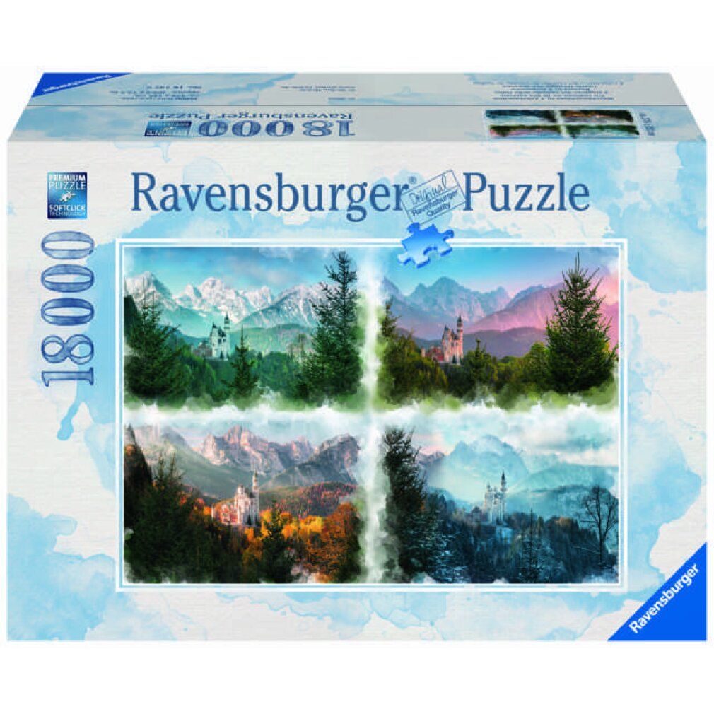 Scatola puzzle con castello in quattro stagioni. Marchio Ravensburger. 18000 pezzi.