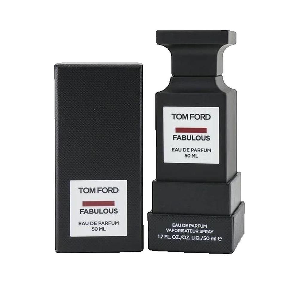 Flacone nero con confezione. Etichetta bianca con Tom Ford, Fabulous e 50 ml. Confezione nera con etichetta. 1.7 FL. OZ./50 ml.