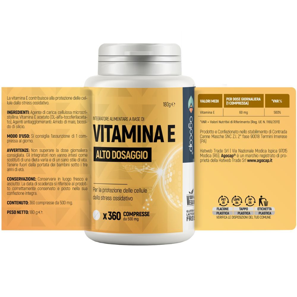 agocap - Vitamina E pura alto dosaggio 360 compresse