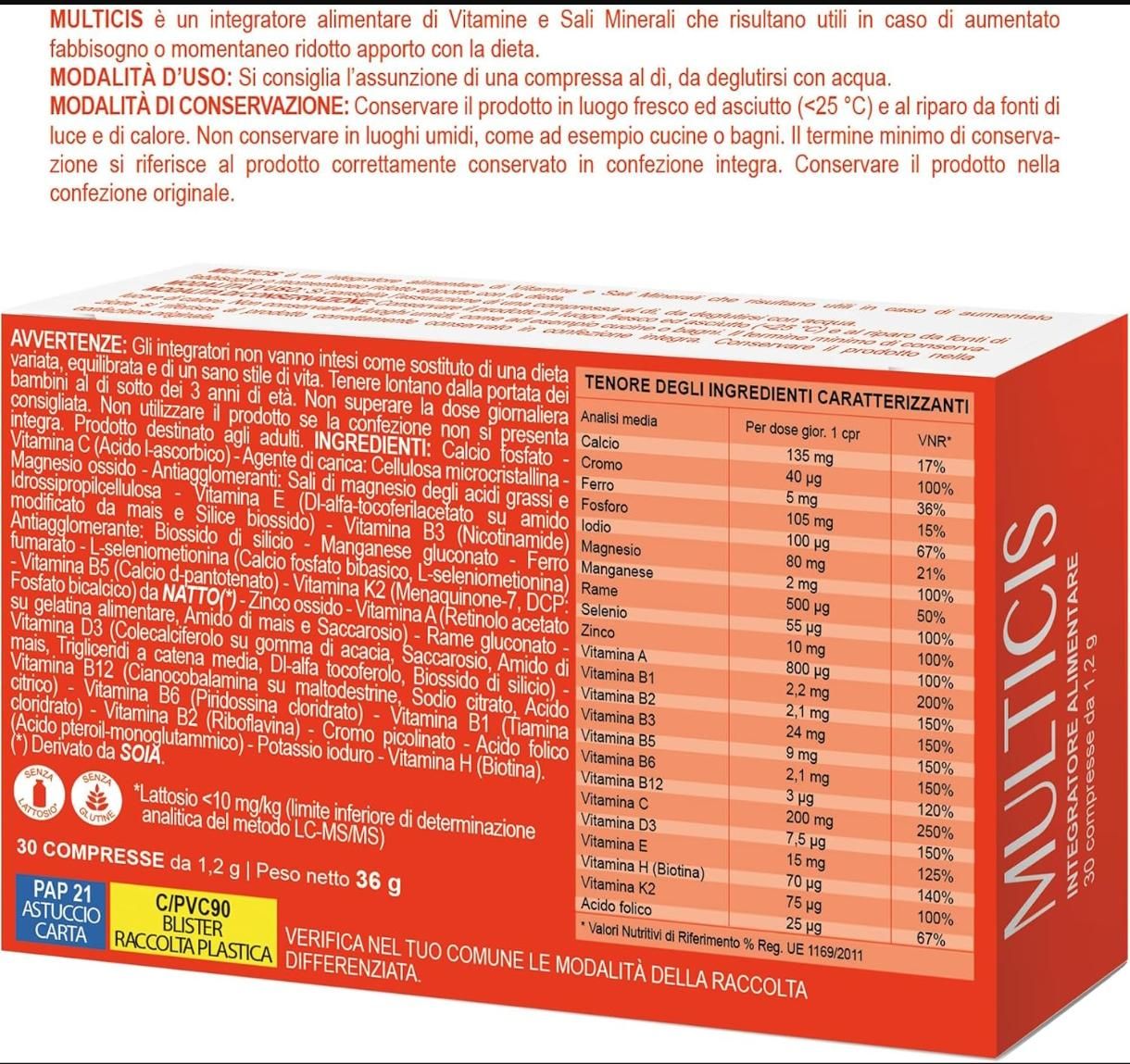 Cisbani Pharma Multicis - Integratore alimentare a base di vitamine e sali minerali