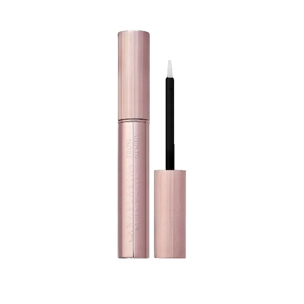 Siero trasparente per sopracciglia. Astuccio rosa dorato, applicatore nero. Nome prodotto e marchio visibili.