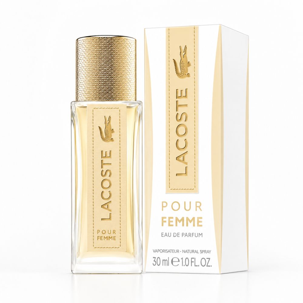 Flacone e scatola Lacoste Pour Femme Eau de Parfum.