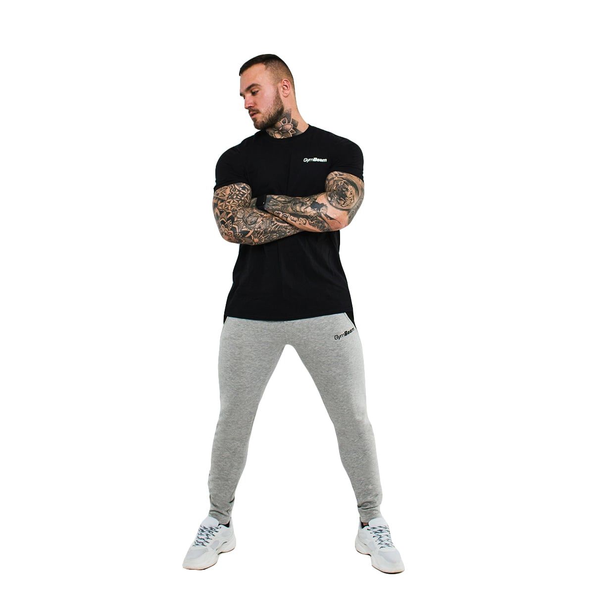 GymBeam Pantaloni uomo slimfit in cotone e poliestere grigi