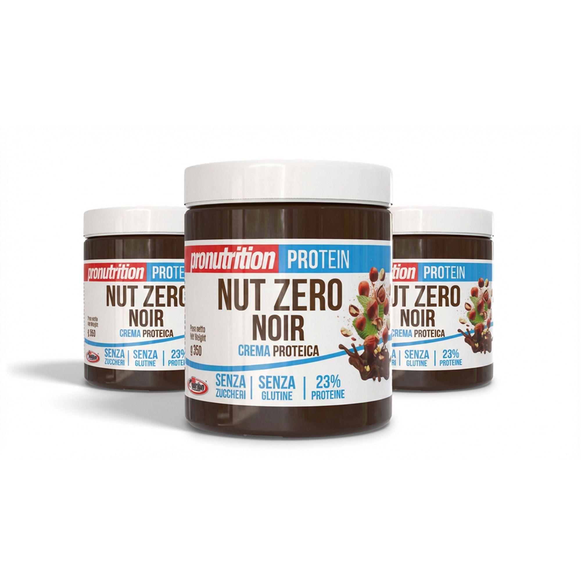 Pronutrition Crema proteica zero - 3 x 350 g Fondente Nut Noir - Senza zucchero - 23% proteine