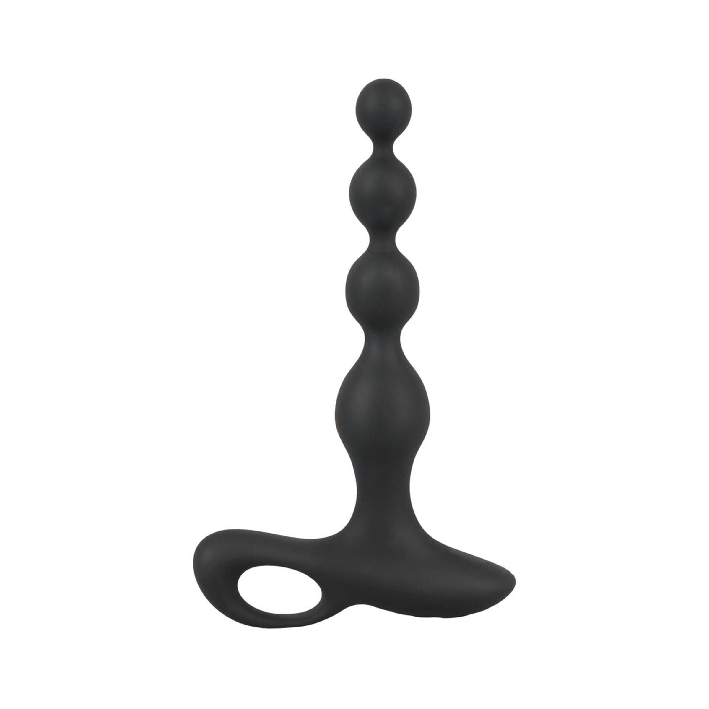 Perline anali nere con tre sfere e un'impugnatura. In silicone.