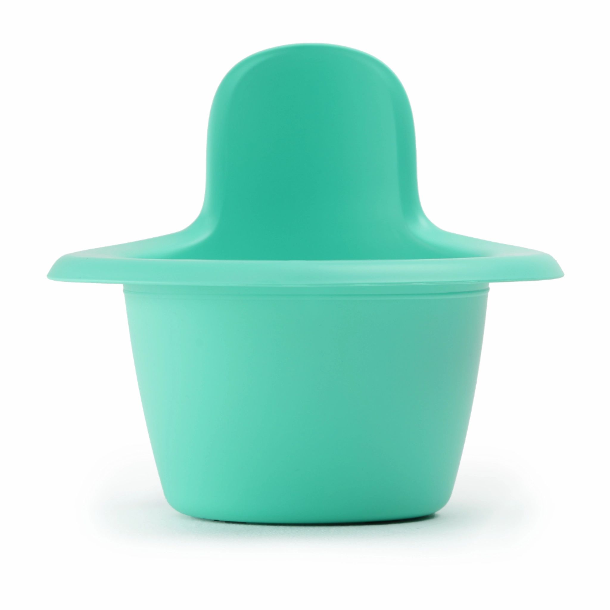 Vasetto per bambini turchese con bordo largo e schienale alto.