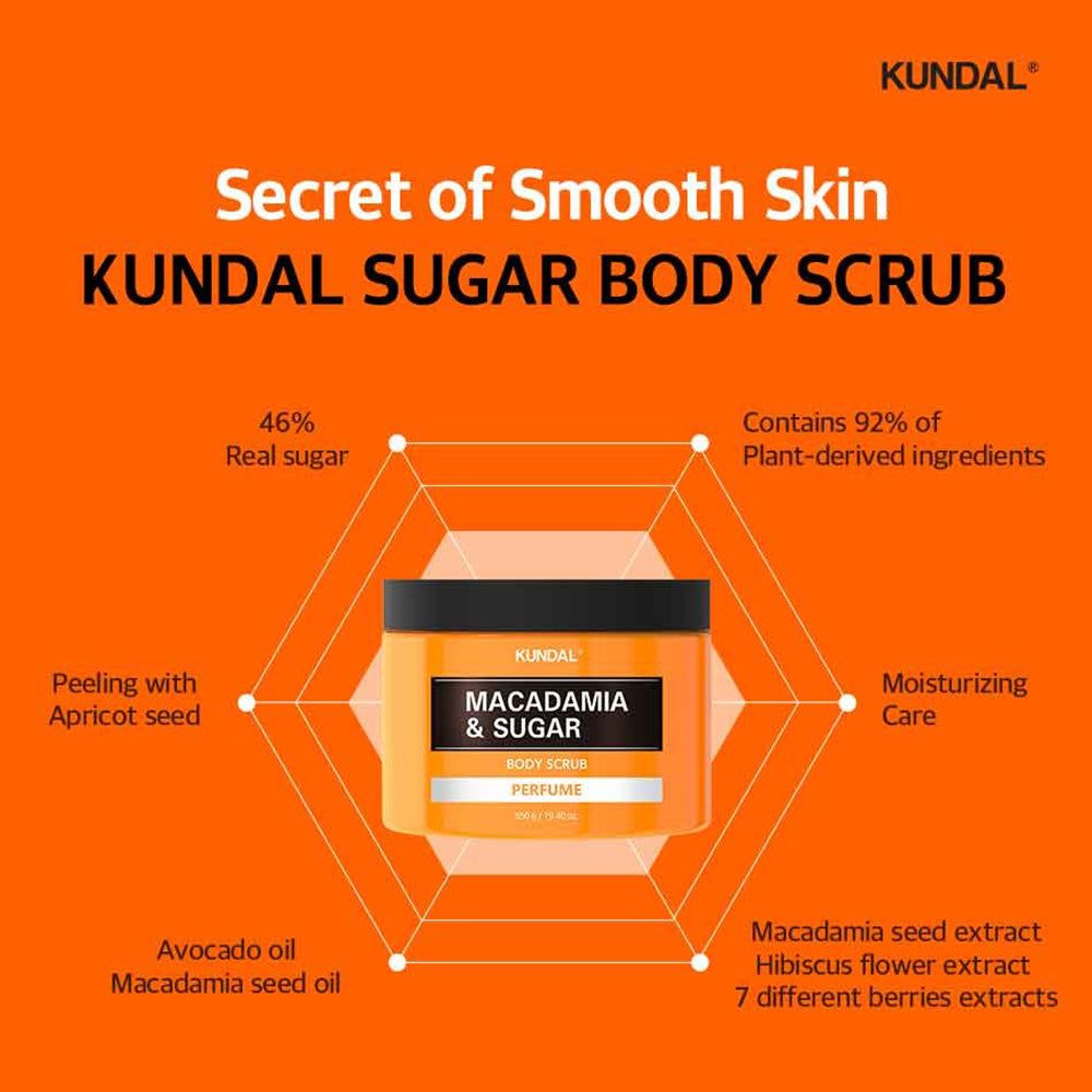 Scrub KUNDAL: 92% ingredienti vegetali, esfoliazione con noccioli di albicocca.