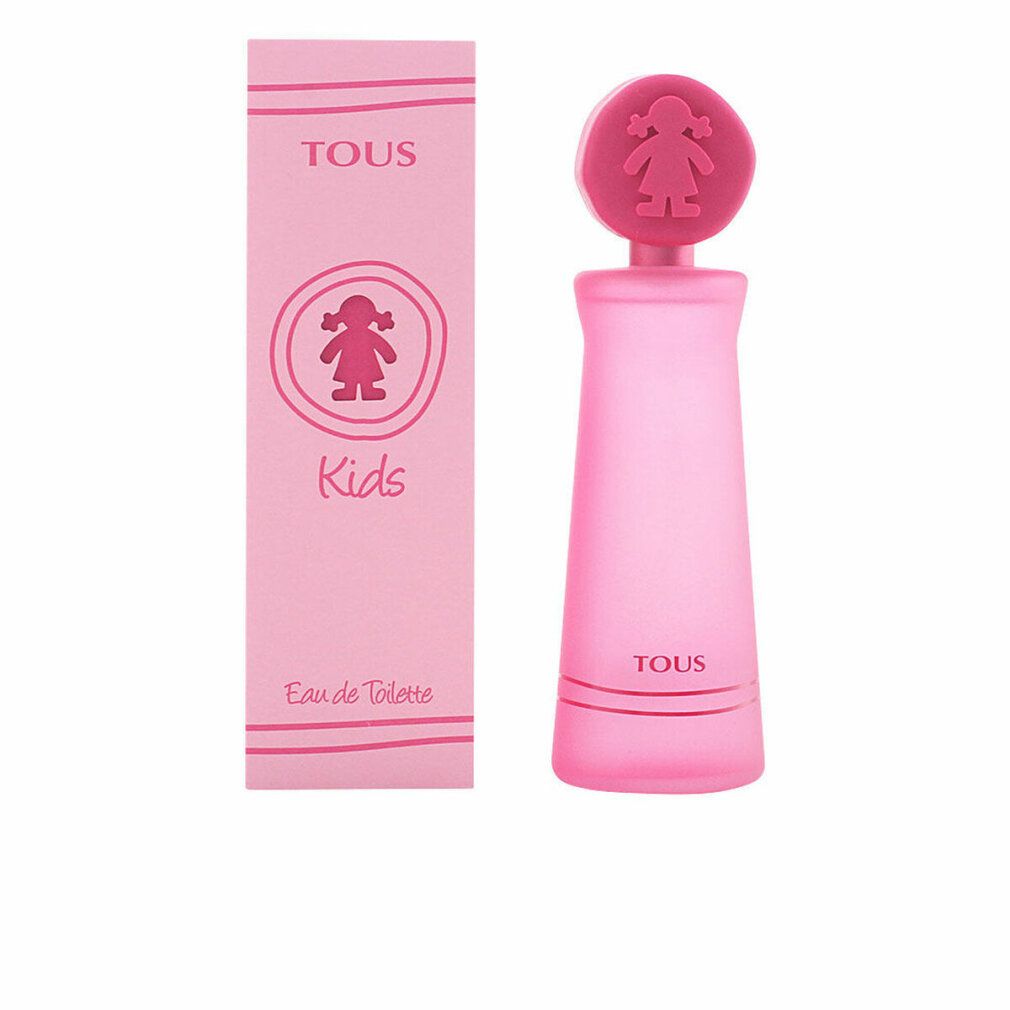 Flacone rosa con tappo rotondo, sagoma di ragazza. Scatola rosa con logo e testo.