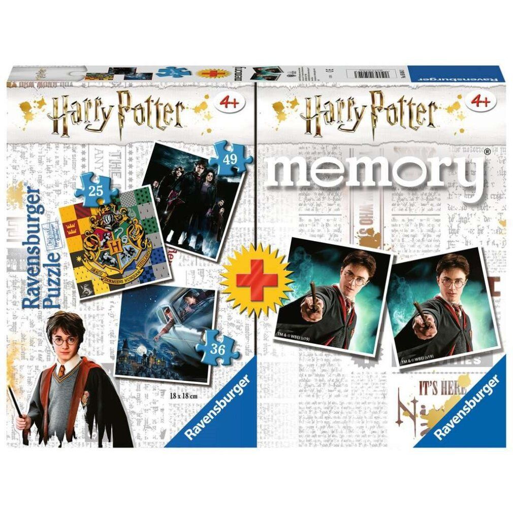 Multipack Harry Potter con puzzle e memory. Puzzle da 25, 36 e 49 pezzi. Memory con immagini di Harry Potter.