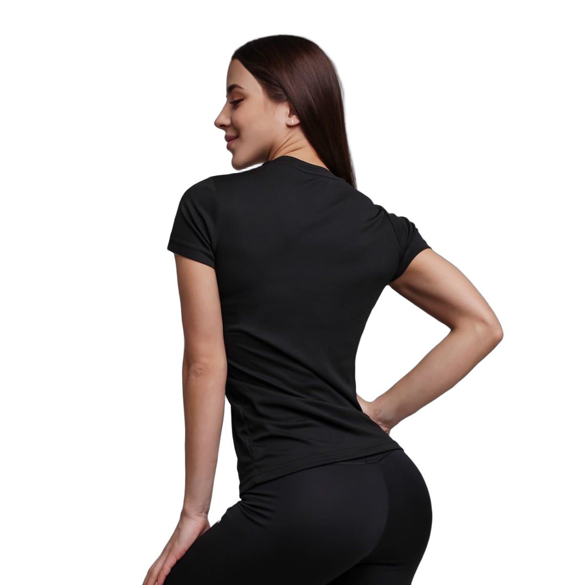 GymBeam T-shirt donna TRN slim con scollo rotondo nera