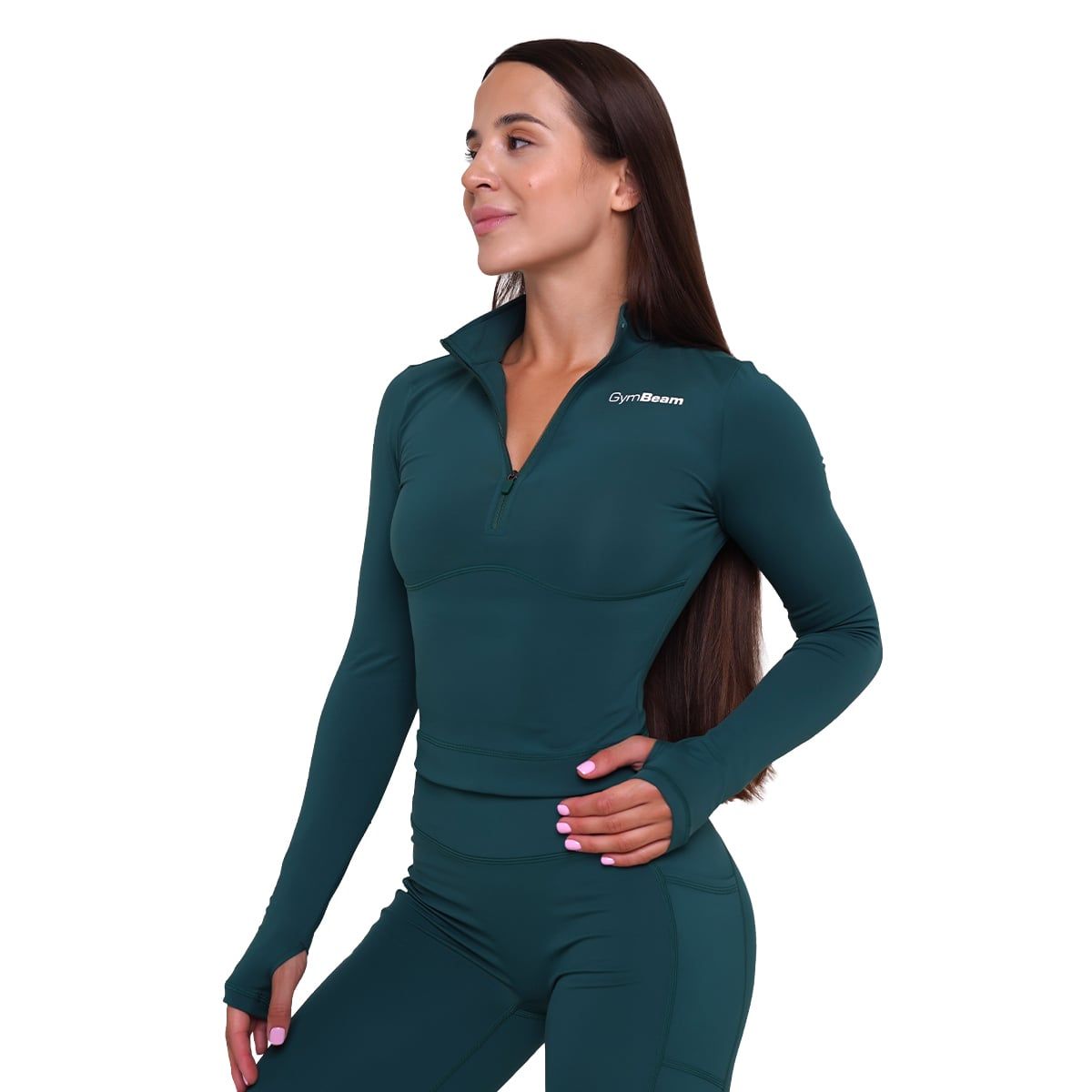 GymBeam Top donna Ignite cropped slim verde scuro