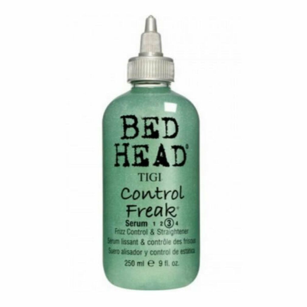 Flacone verde di siero. Scritta: Bed Head TIGI Control Freak. Contenuto: 250 ml.