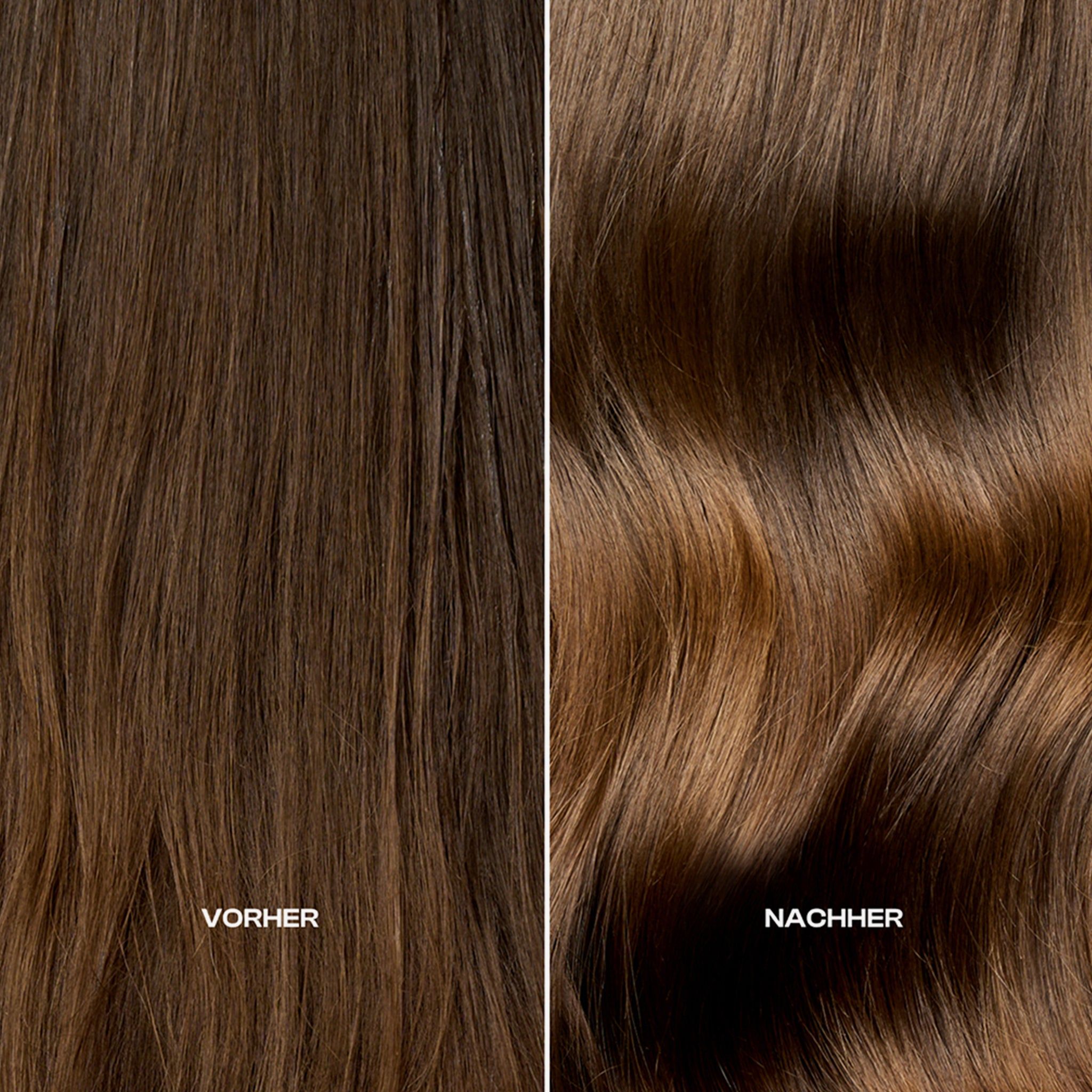 Ciocche di capelli, a sinistra: Prima, a destra: Dopo. Diversi colori e consistenze dei capelli.