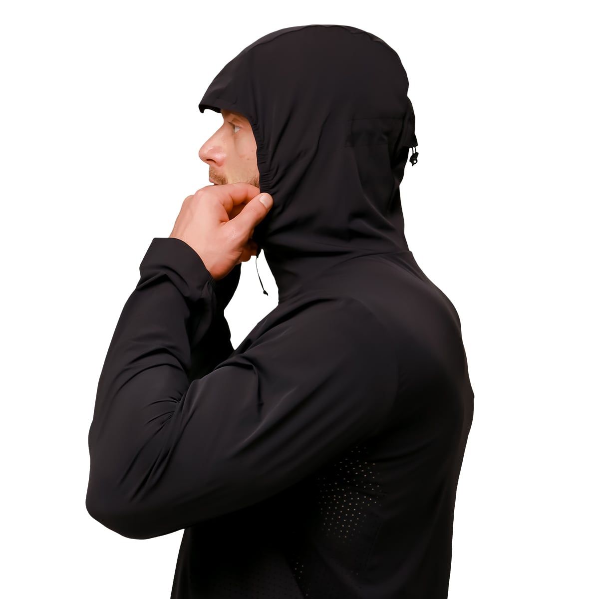 GymBeam Giacca uomo slim Pulse Running Black con cappuccio e zip