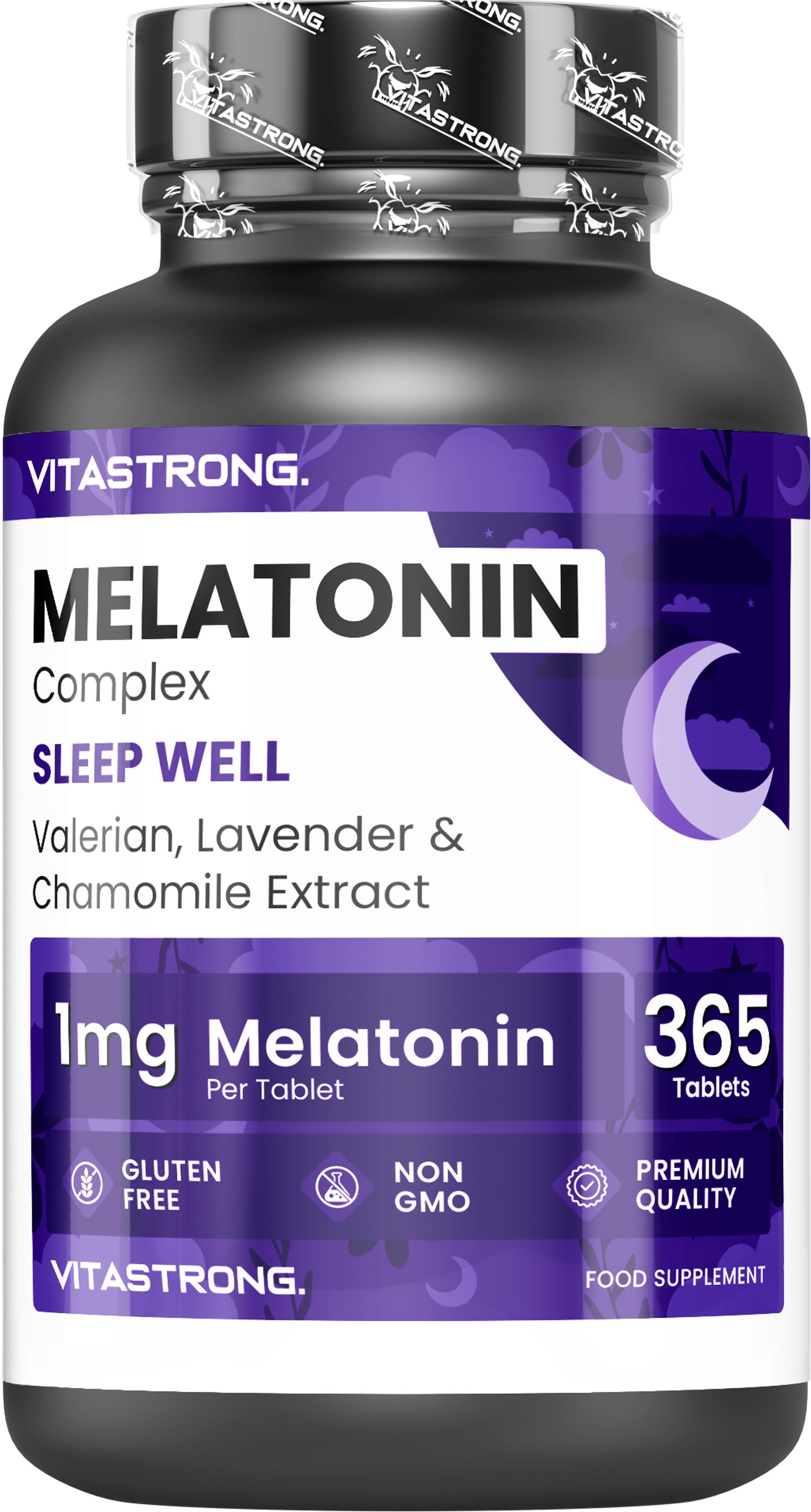 Vitastrong Melatonina Complesso - 365 Micro‑Compresse, Sonno Profondo