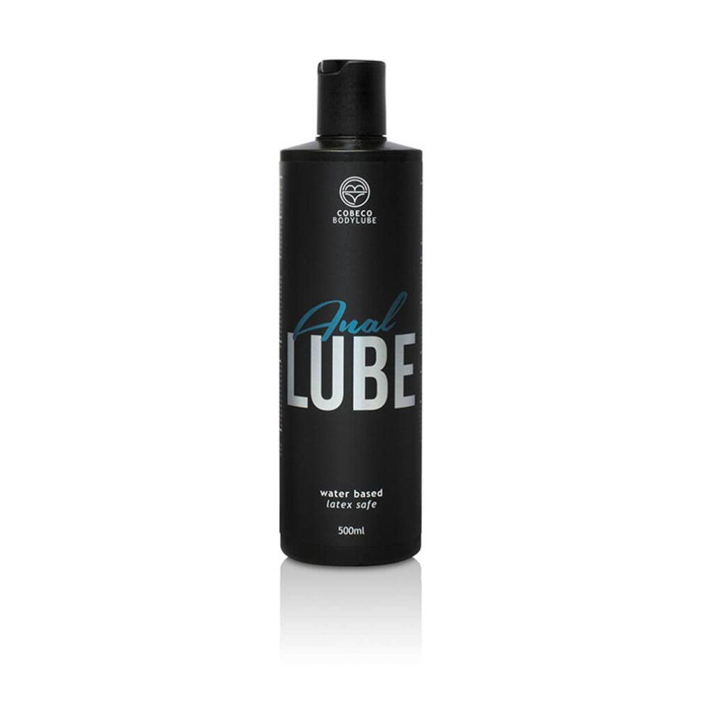 Flacone nero "Anal Lube". Marchio Cobeco Bodylube. A base d'acqua, senza lattice. 500ml.