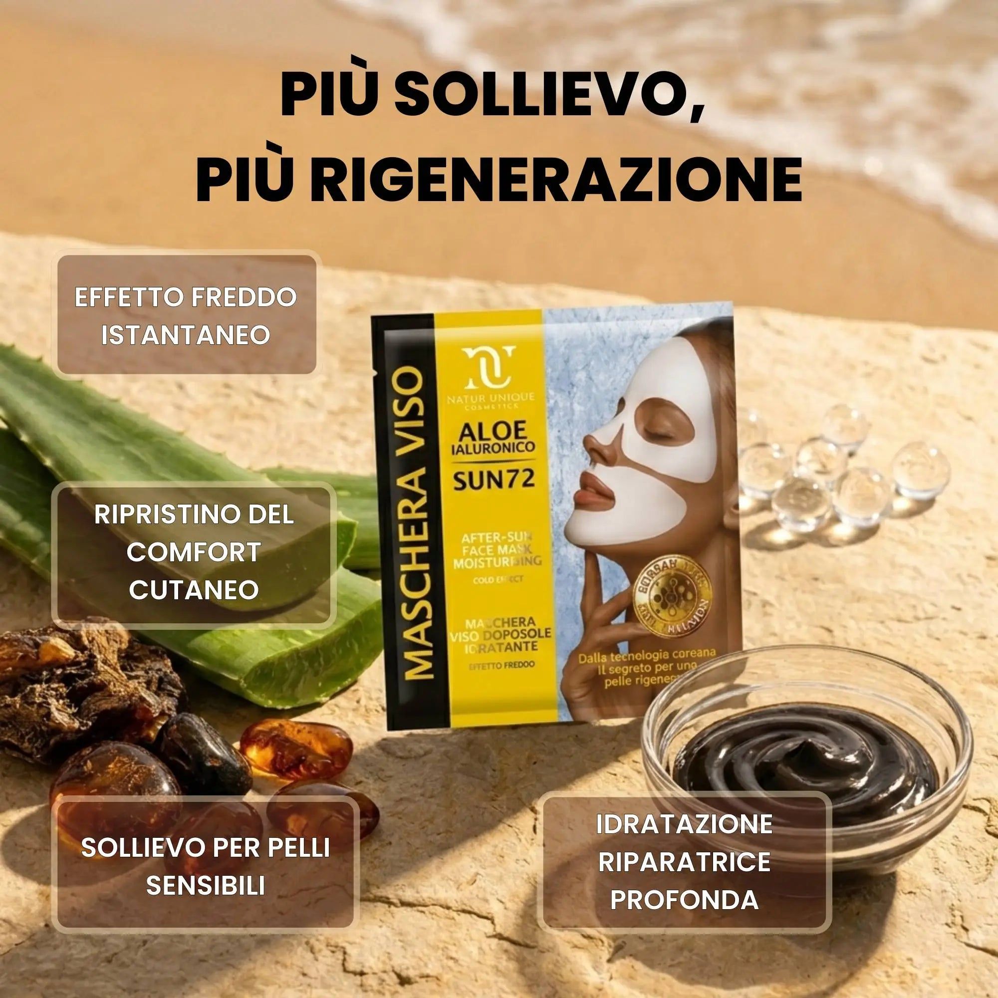 Natur Unique Maschera Viso Doposole Idratante Effetto Freddo