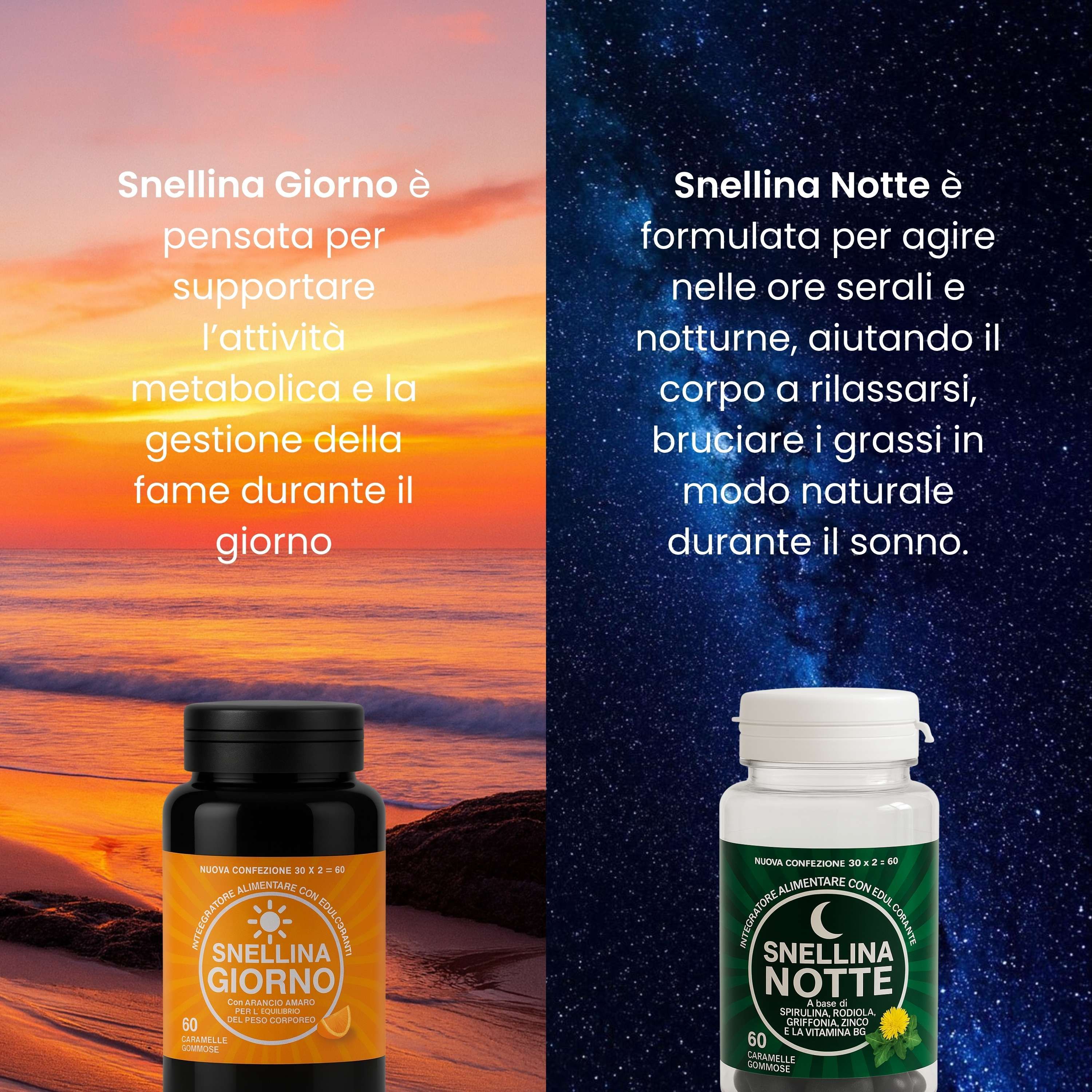 Aloha Labs Snellina Giorno & Notte Integratore Alimentare Dimagrante 120 gommose