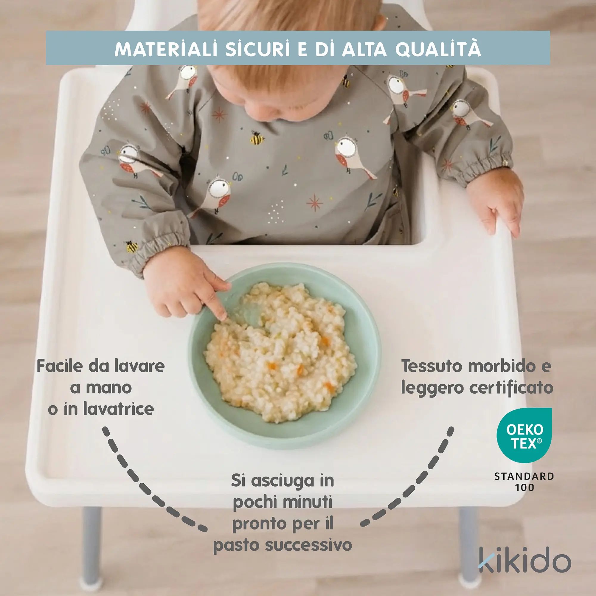 Kikido Bavaglino Impermeabile Maniche Lunghe Mostro