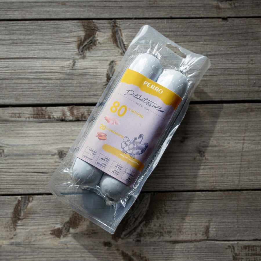 Confezione con quattro rotoli. PERRO Delikatessrollen, 80g.