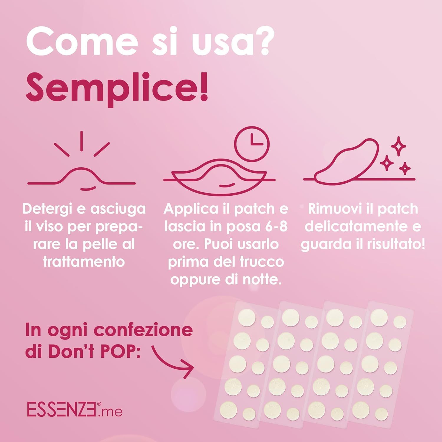 Essenze.me Don’t Pop Patch Brufoli Idrocolloidali Invisibili per Imperfezioni - 40 Cerotti