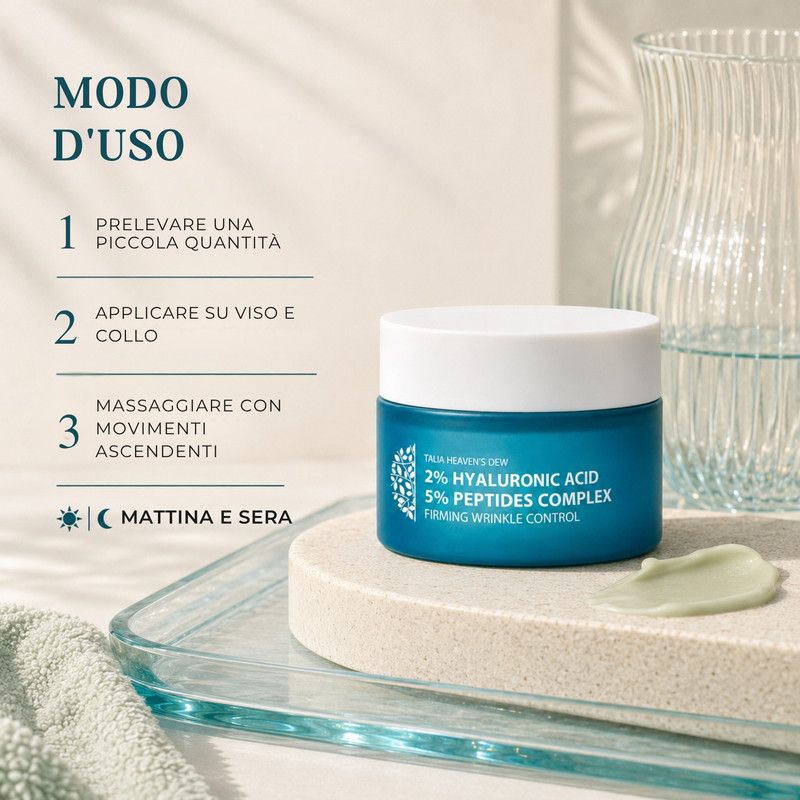Istruzioni per l'uso di un prodotto per la cura della pelle: applicare e massaggiare delicatamente.