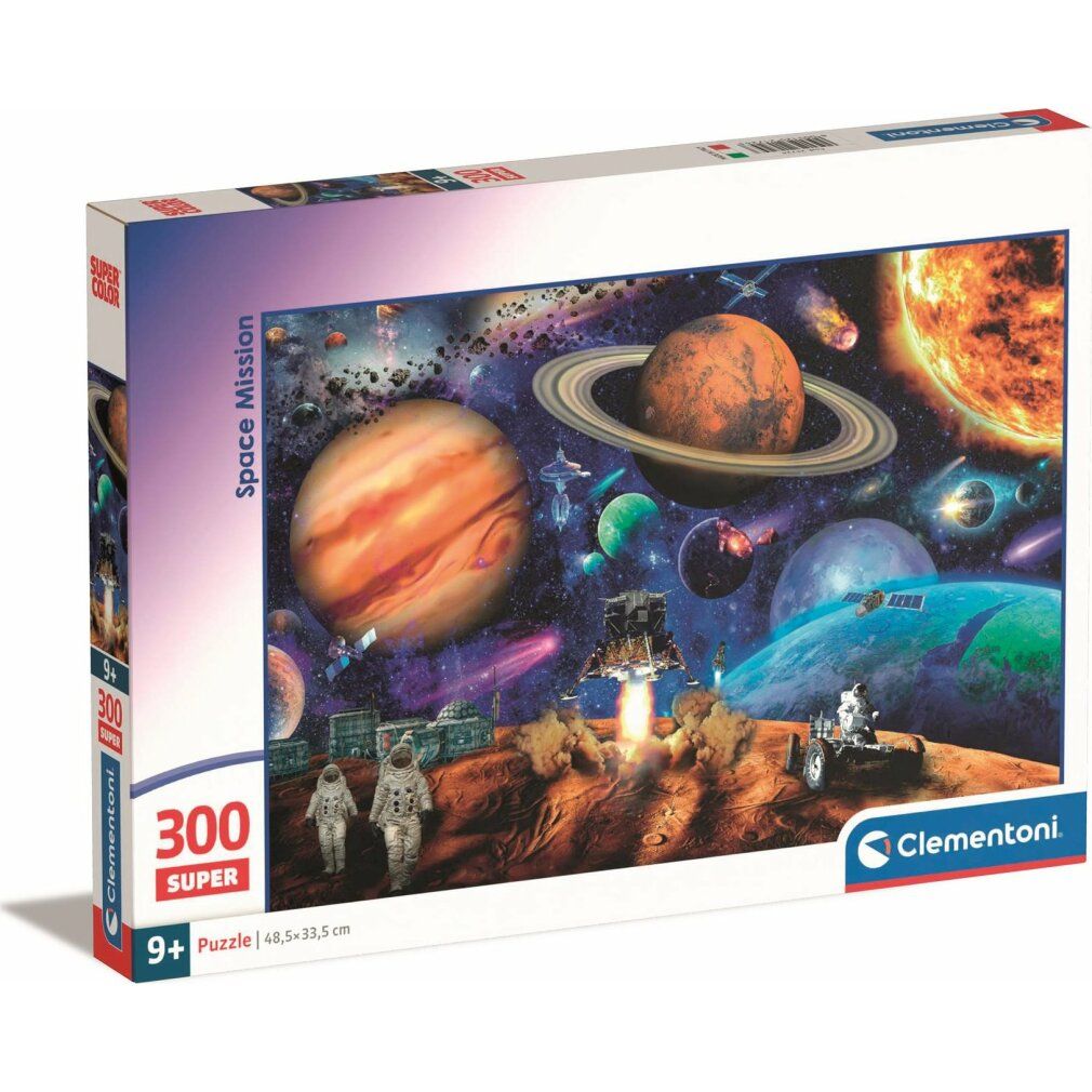 Puzzle Clementoni, 300 pezzi, Missione spaziale. Confezione con motivo puzzle, astronauti, pianeti e navicelle spaziali. 9+.