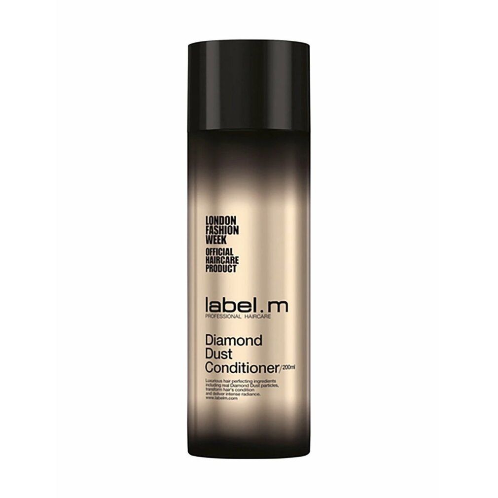 Label.m Diamond Dust Conditioner. Flacone nero sfumato argento. Nome del prodotto e logo visibili.
