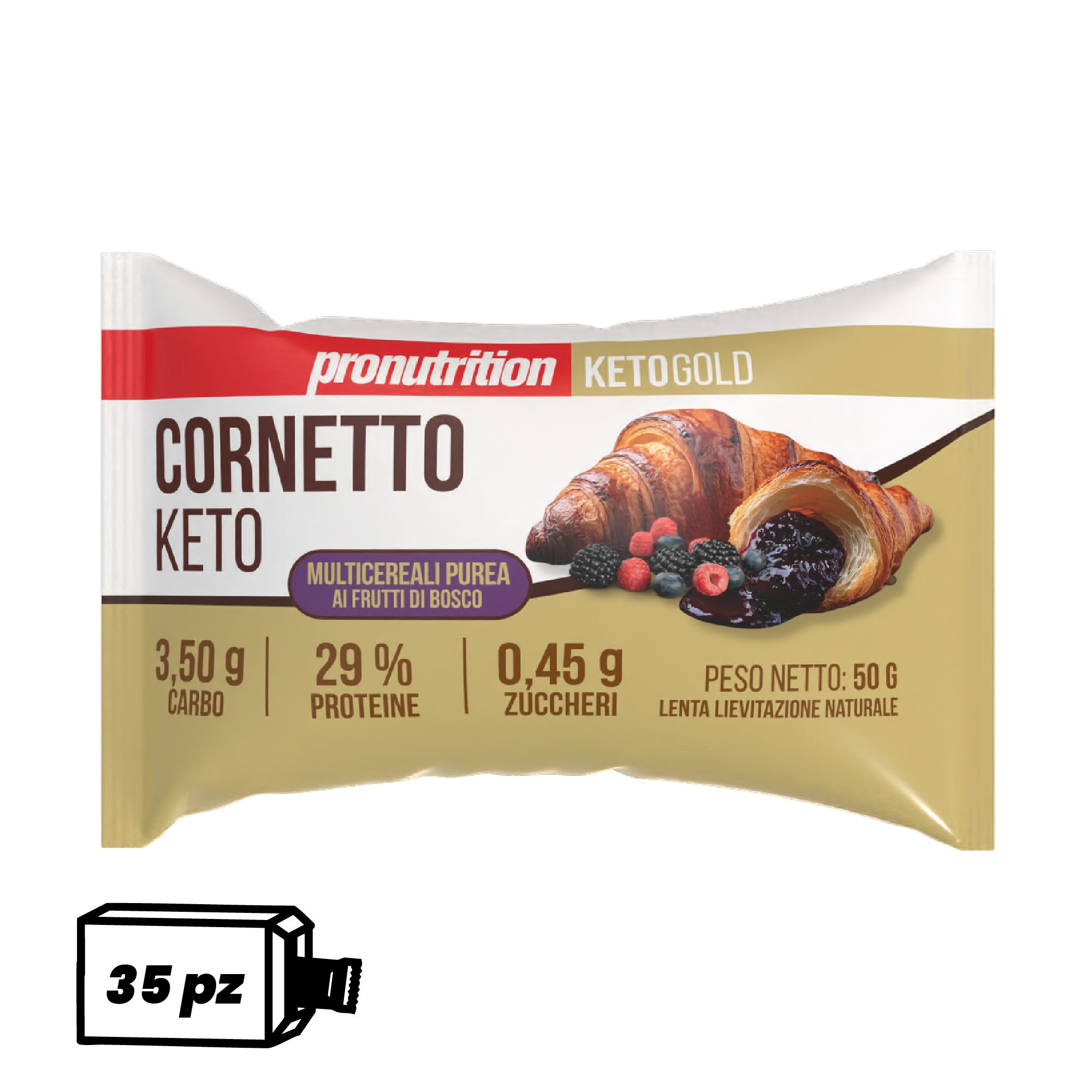 Pronutrition Cornetto keto multicereali (35 pezzi x 50 gr, Frutti di bosco)