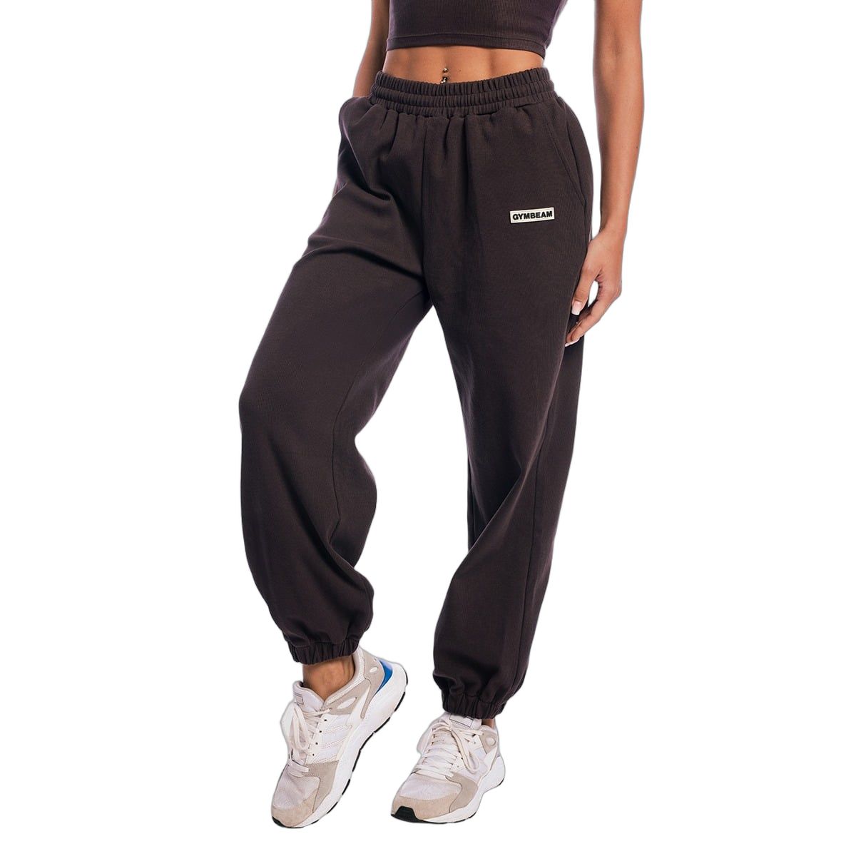 GymBeam Joggers donna Aura oversize a vita alta Tee Brown