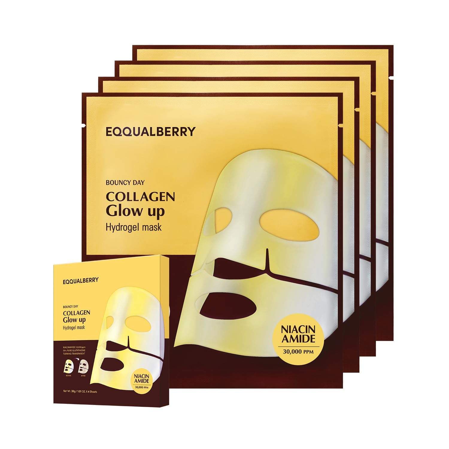 EQQUALBERRY Collagen Glow Up Hydrogel Mask maschera viso
