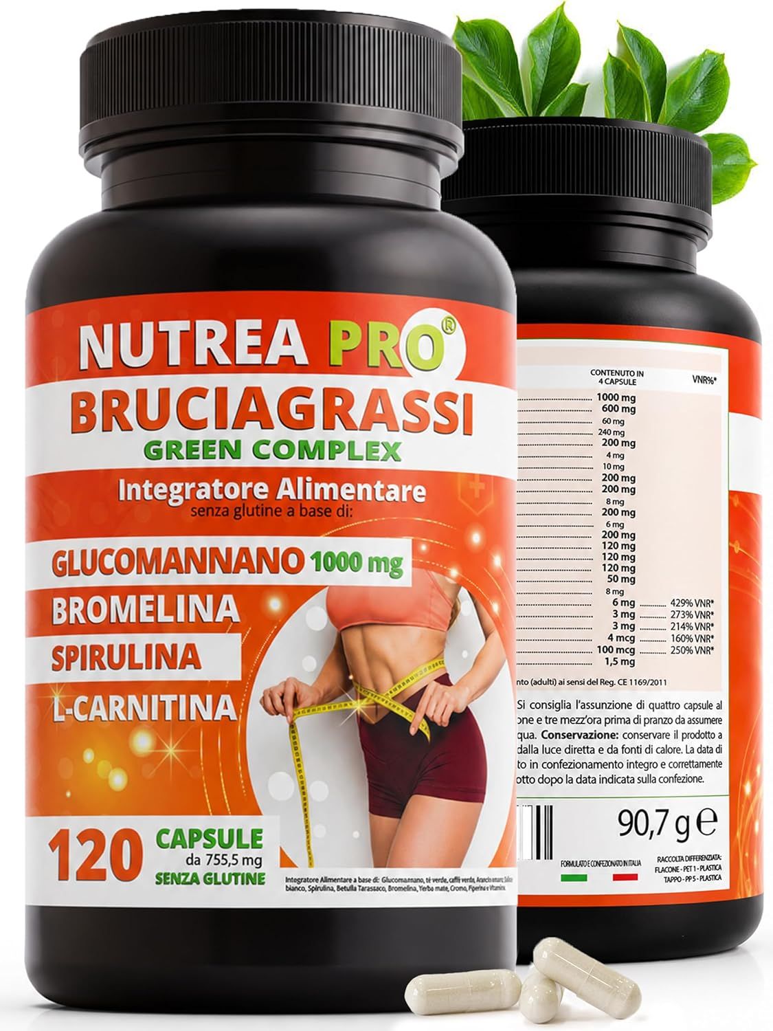 Brucia Grassi Forte Dimagrante NUTREAPRO® | Formula con Glucomannano e 17 piante naturali| 120 Cps