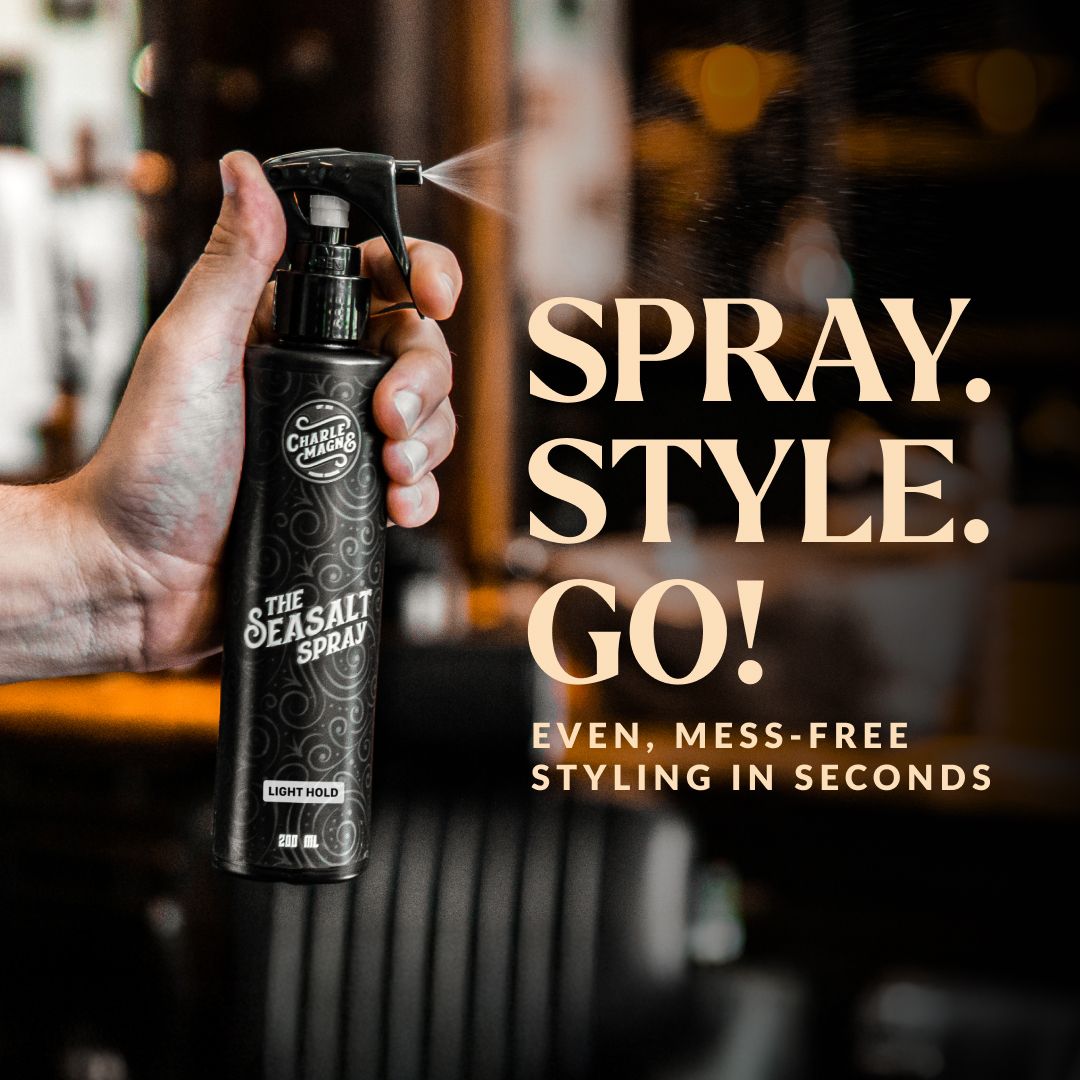 Flacone di The Seasalt Spray utilizzato per lo styling.
