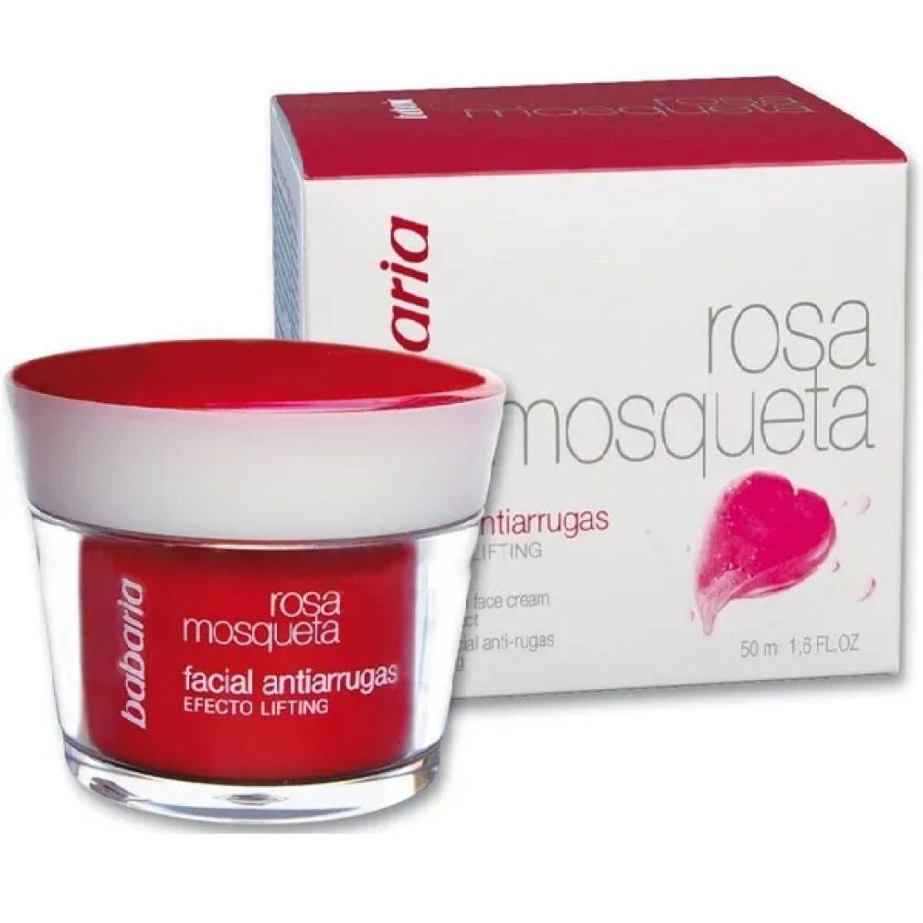 Vasetto di crema rossa con coperchio bianco e scatola con nome e logo del prodotto.