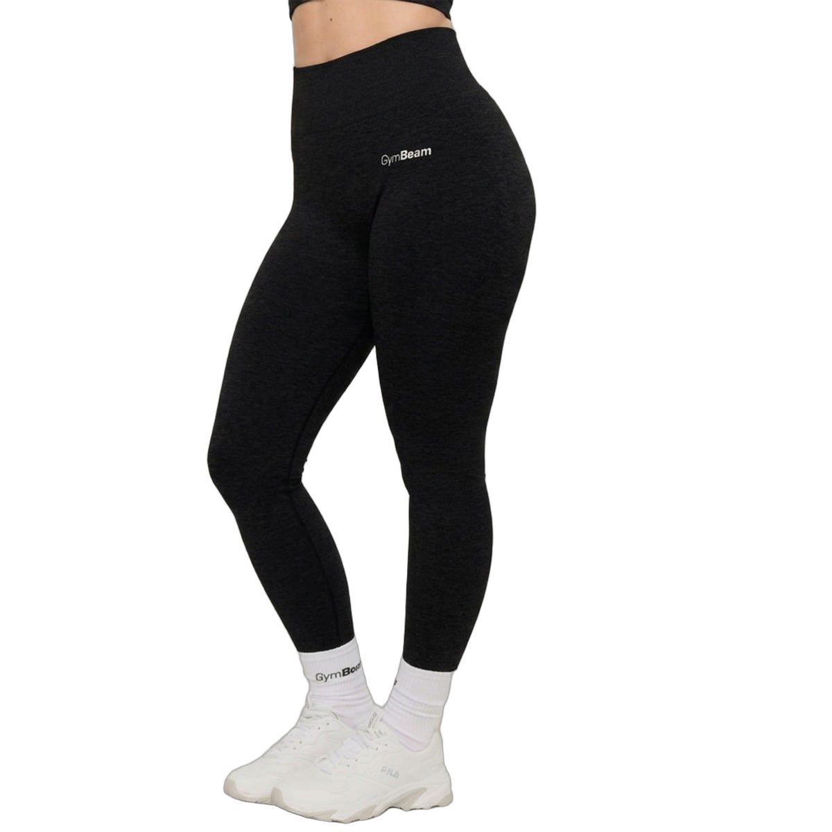 Vista laterale dei leggings graphite a vita alta da donna.