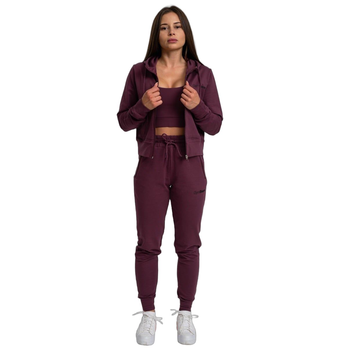 GymBeam Felpa donna TRN Eggplant cropped con cappuccio e zip