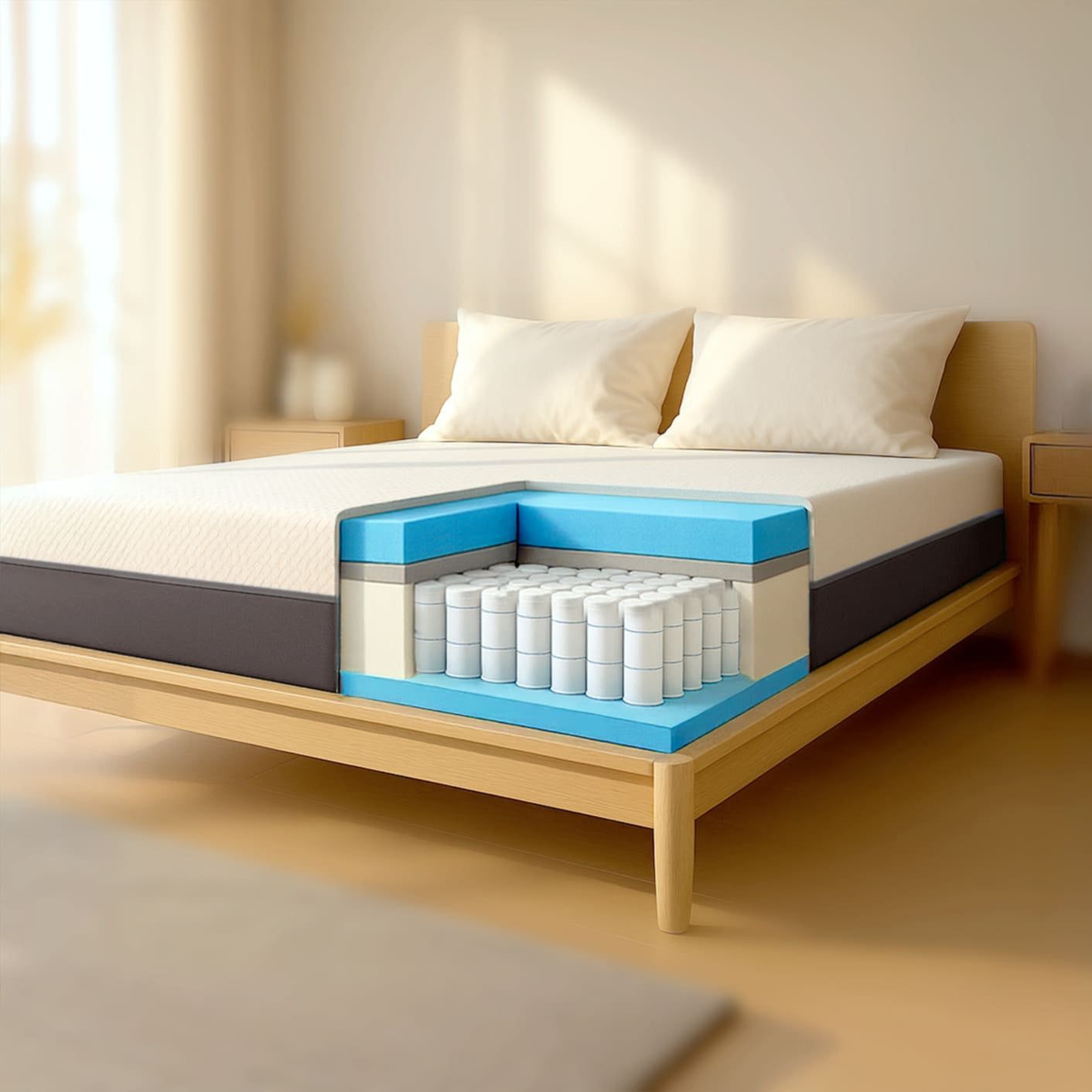 The White Stone Materasso 180x200 Memory Foam e Waterfoam Alto 22 cm