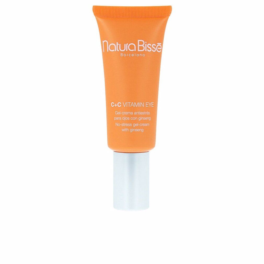 Tubo arancione con tappo argentato. Scritta: Natura Bissé, C+C Vitamin Eye, Gel-crema, No-stress gel-cream with ginseng.