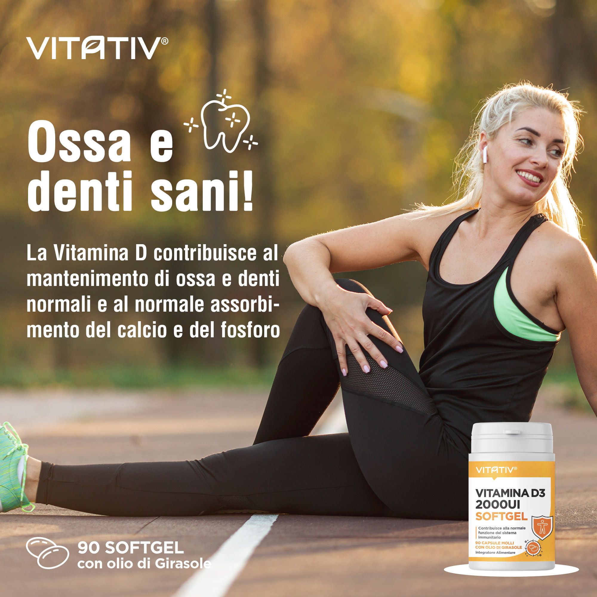 VITATIV® Vitamina D3 2000 UI Mini Softgel - Capsule Molli con Olio di Girasole