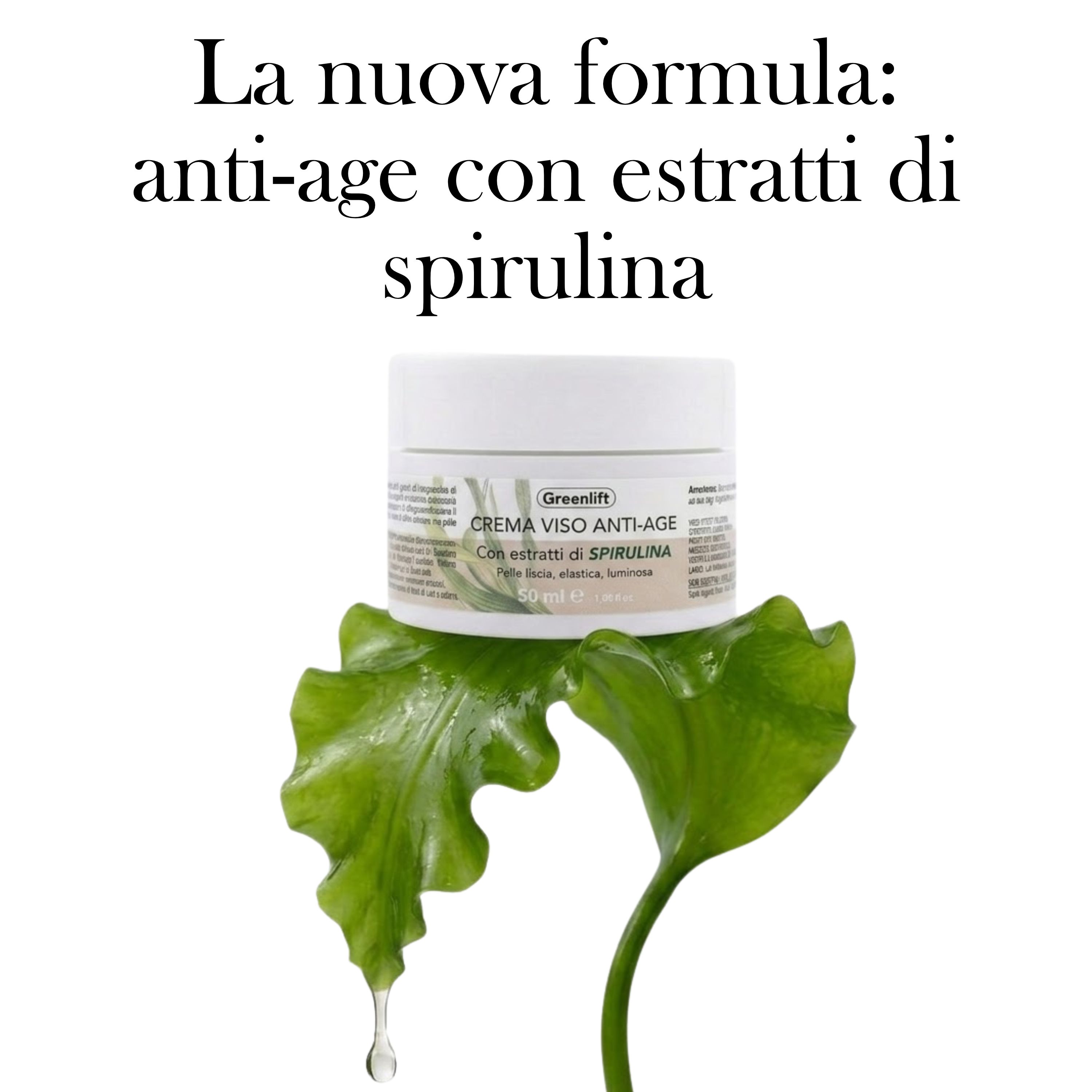 ALOHALABS Greenlift Crema Viso Anti-Age con Estratti di Spirulina – Trattamento Idratante e Nutrient