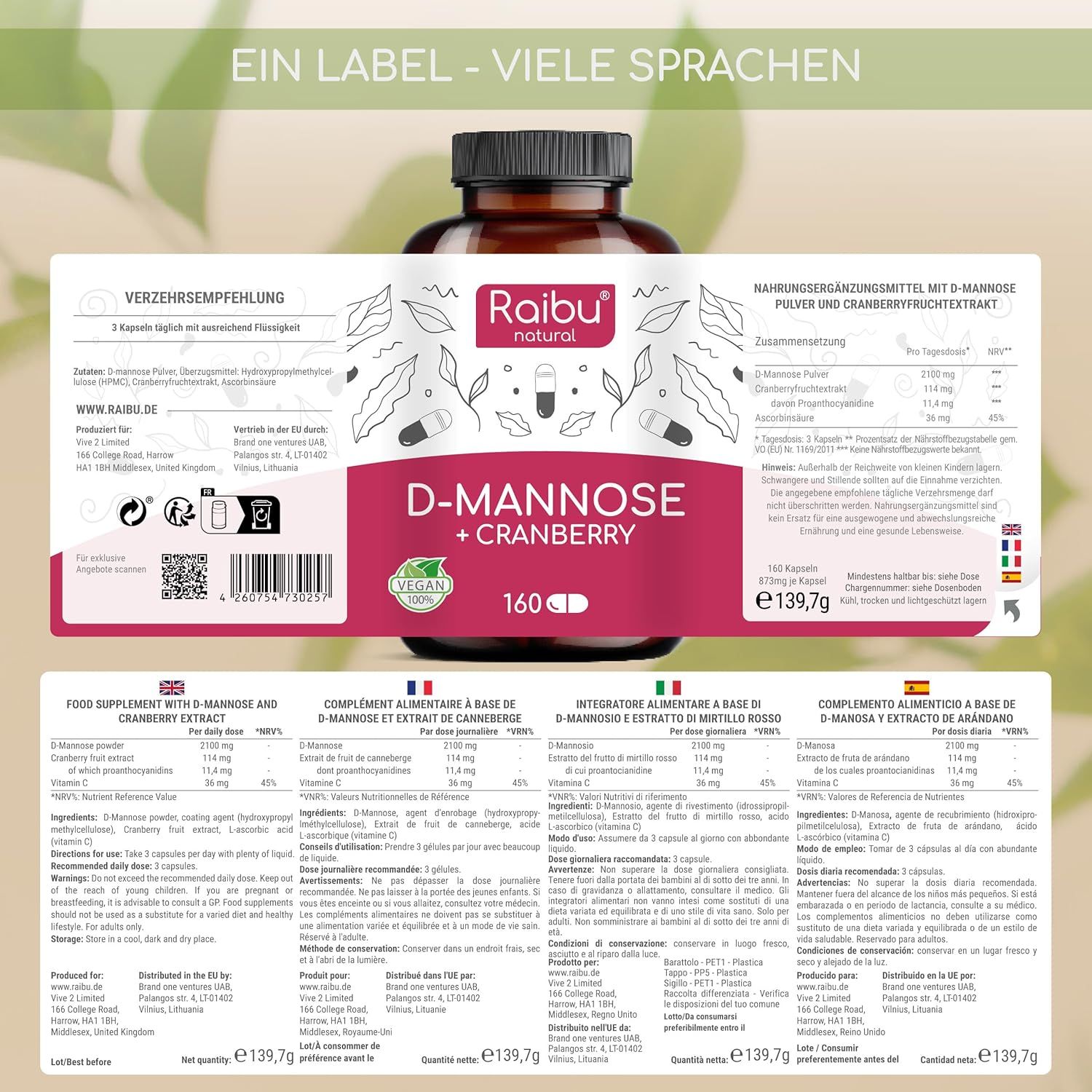 D-Mannosio Cranberry Capsule - RAIBU