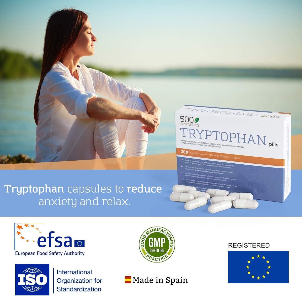 500Cosmetics Tryptophan Integratore rilassante naturale