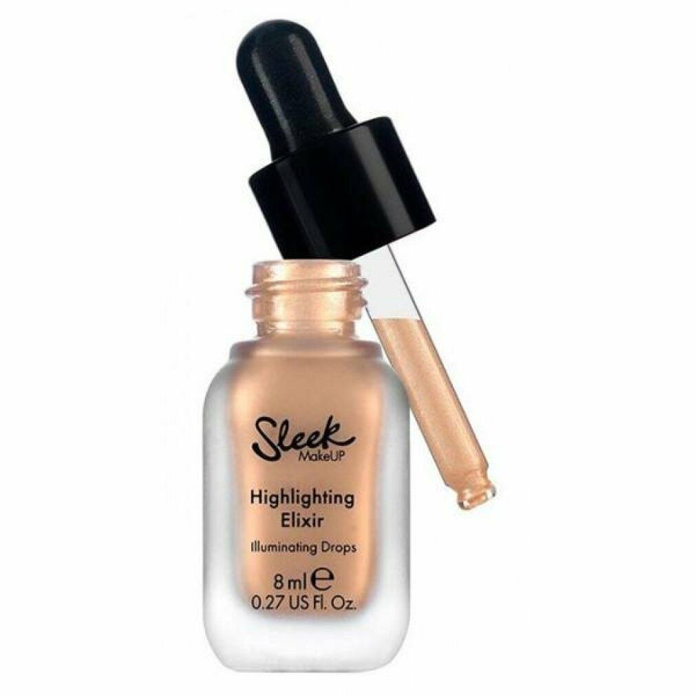 Flacone di highlighter con contagocce nero, contagocce fuori dal flacone. Nome e volume visibili.