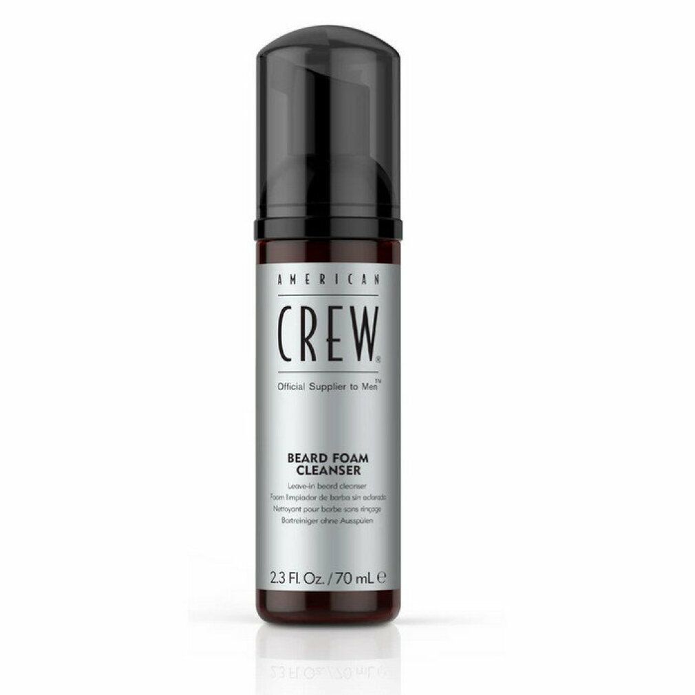 Detergente in schiuma per barba American Crew. Flacone con tappo nero ed etichetta argentata. 2.3 Fl. Oz./70 ml.