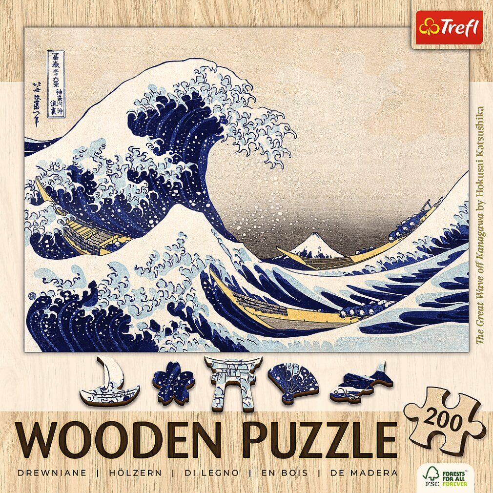 trefl Puzzle in legno Art: Hokusai - La grande onda di Kanagawa 200 pezzi