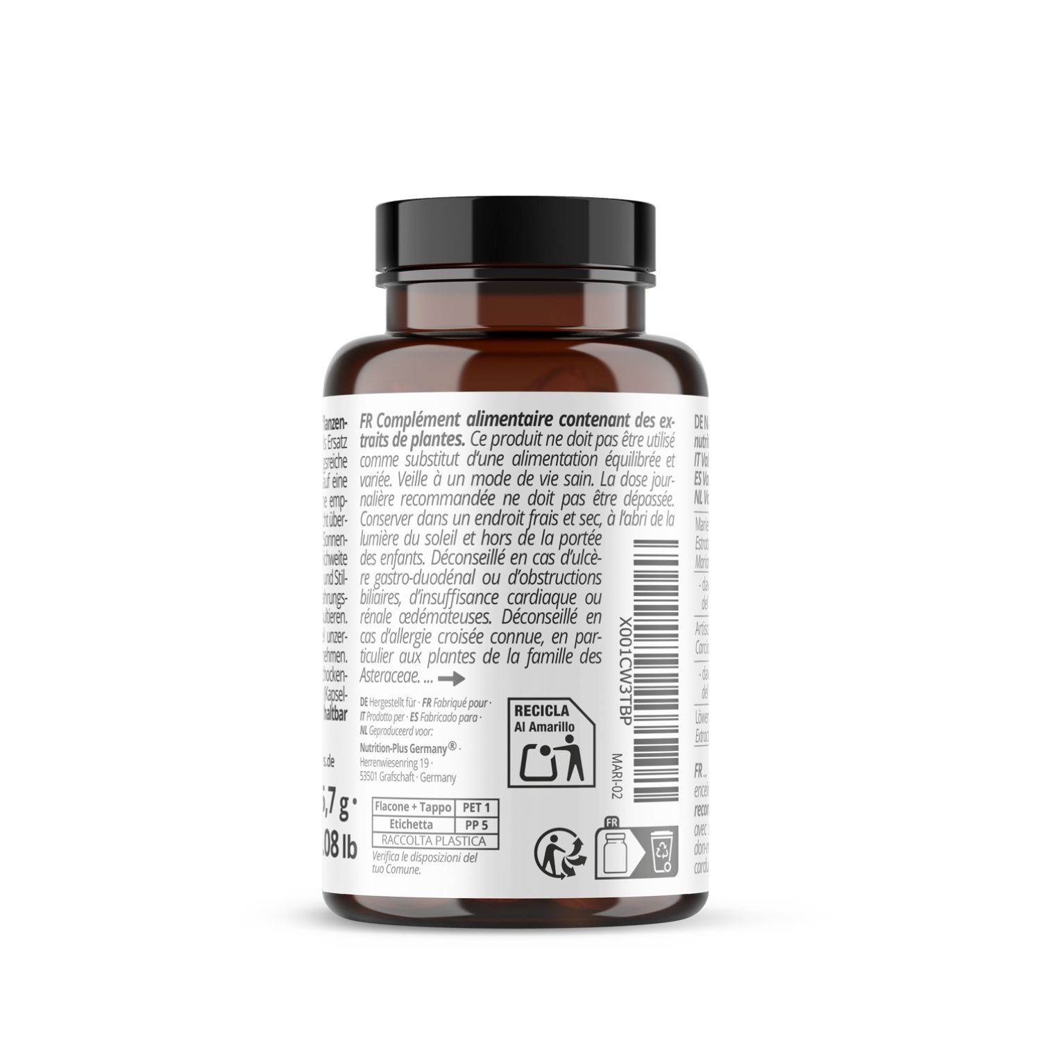 Nutri+ Capsule di Cardo Mariano con Carciofo + Dente di Leone