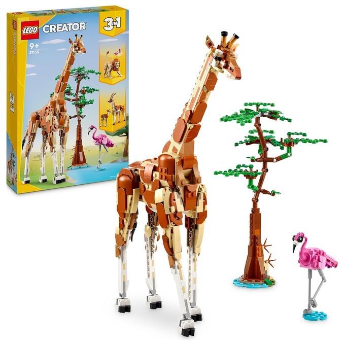 LEGO Creator 31150 3in1 Animali del Safari, Giocattolo Trasformabile da Giraffa in 2 Gazzelle o Leo