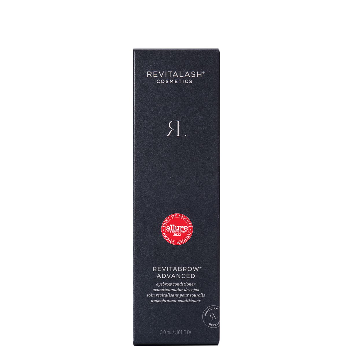 Confezione nera con nome del prodotto e logo. Cerchio rosso con testo "Allure Best of Beauty". Nome del prodotto e logo.