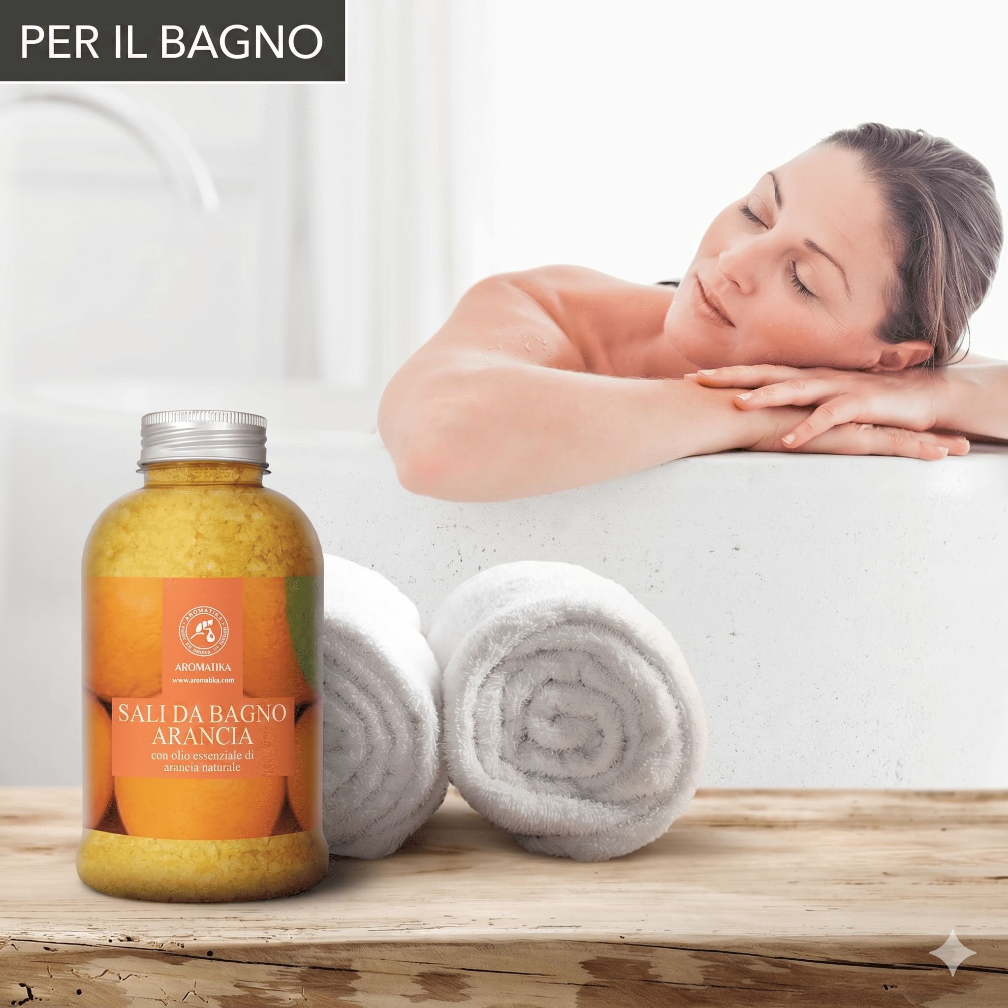 Sale da bagno AROMATIKA con olio essenziale naturale di arancia